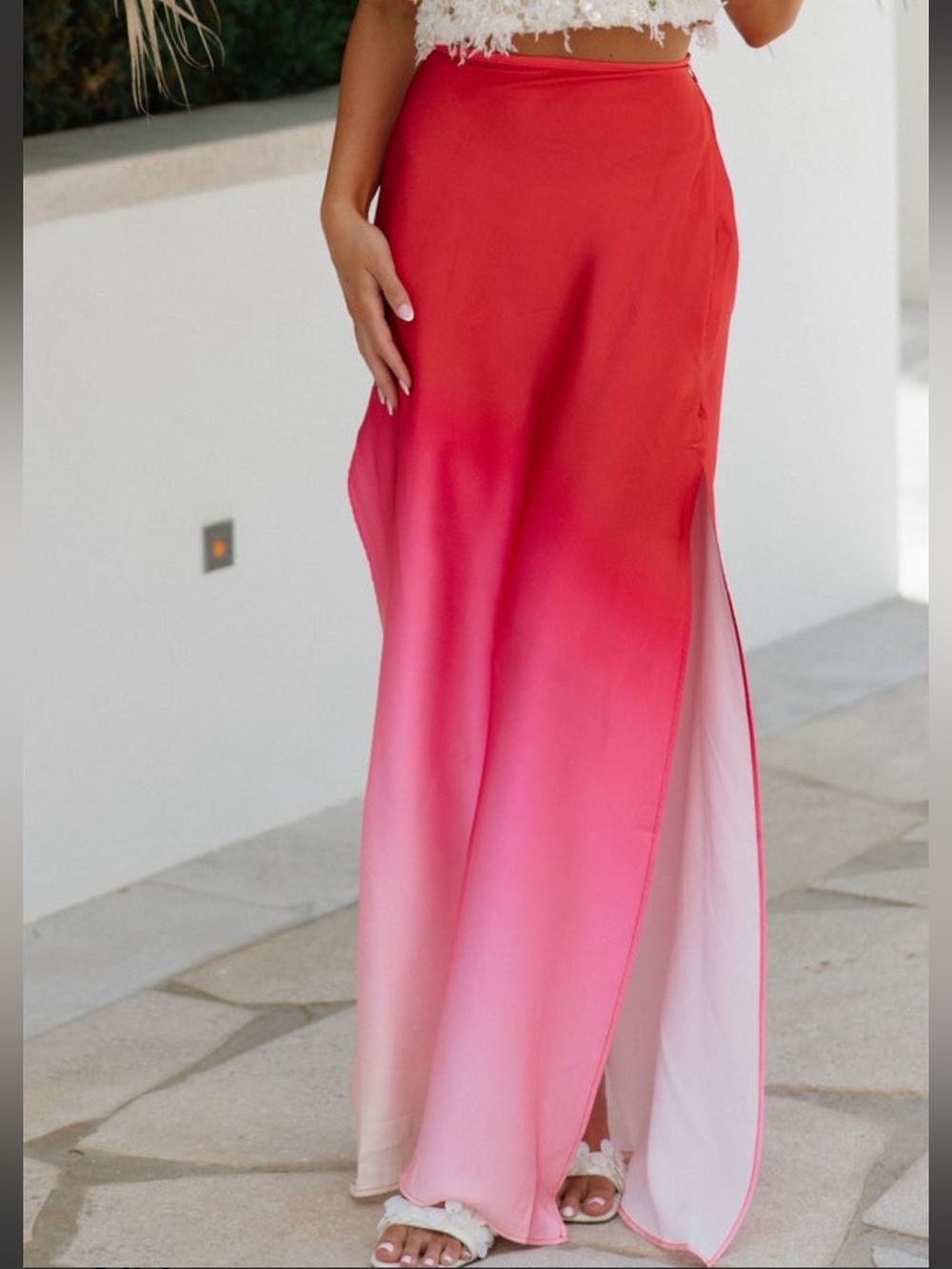 These three boutique ombré draped maxi skirt